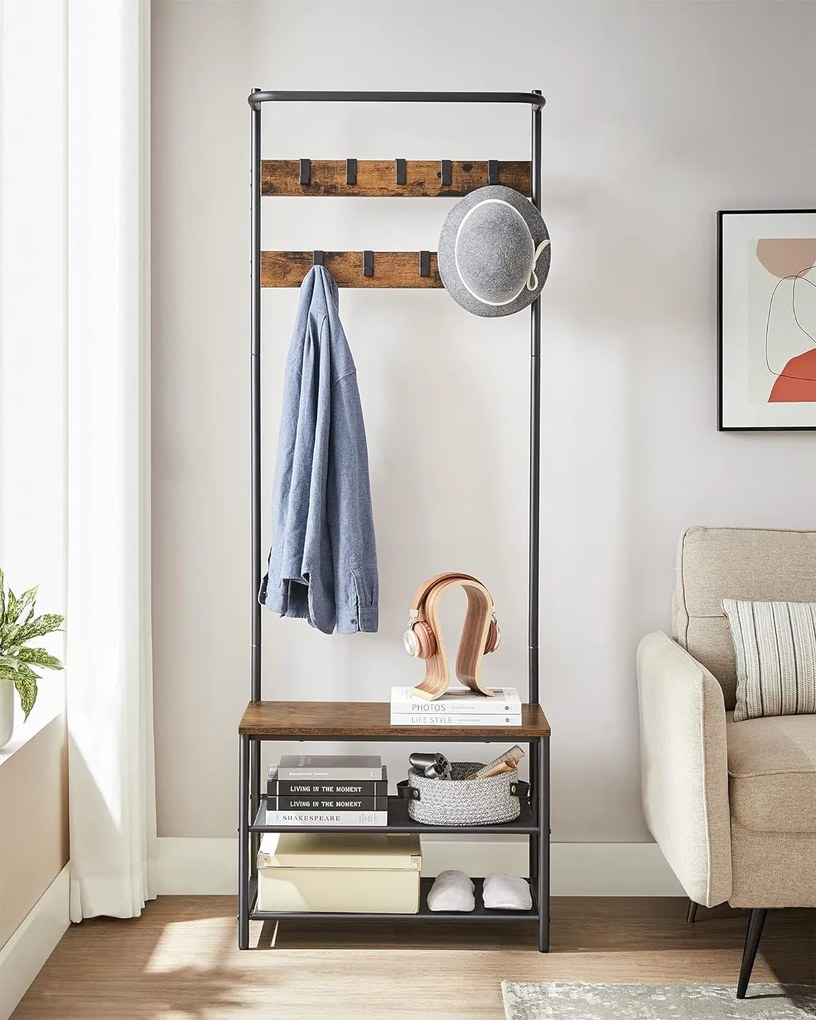 Panou pentru hol TAYLOR cu dulap pentru incaltaminte 180x64 cm, maro rustic