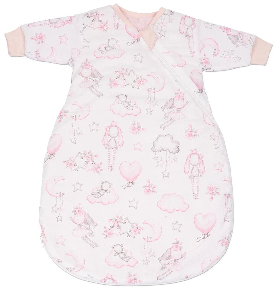 Sac de dormit copii cu maneci 0-3 luni Kidizi Fairy Clouds, 1 tog, bumbac 100%, pentru toamna/iarna