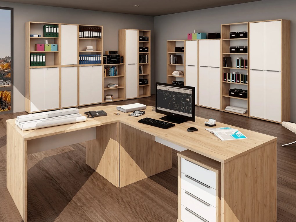 Masă PC Rumia 12 (stejar artisan + alb). 1064669