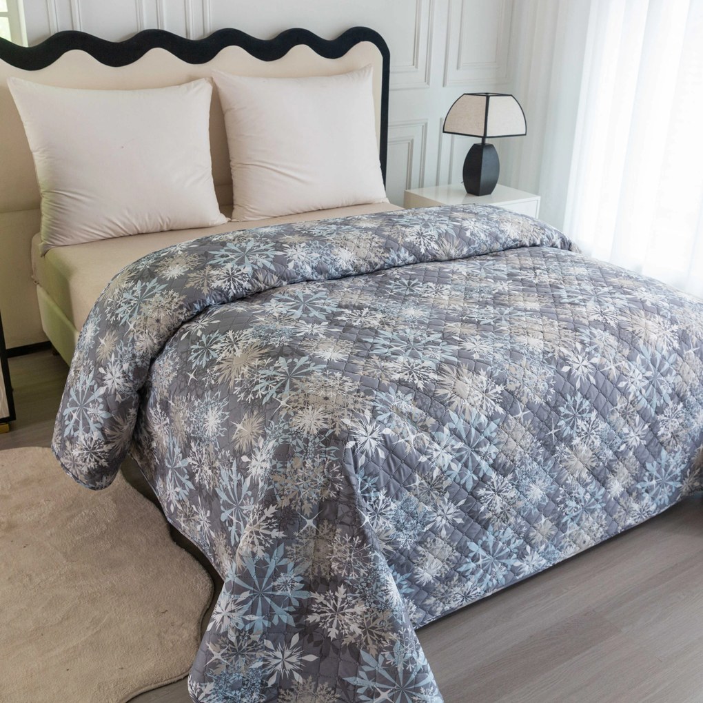 Cuvertura de pat SNOWFLAKE, albastru-gri Dimensiune: 170 x 210 cm