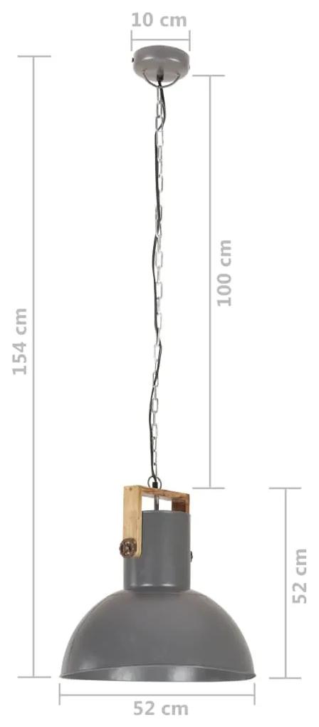 Lampa suspendata industriala, 25 W, gri, 52 cm, mango E27, rotund 1, Gri, 52 cm, 52 cm