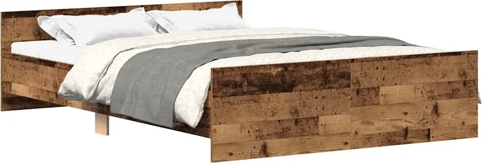 vidaXL Cadru de pat fără saltea Lemn vechi 135x190cm Lemn prelucrat