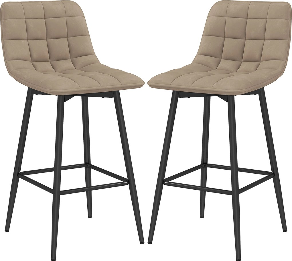 HOMCOM Scaune de bar nordic 84 cm maro din catifea si metal | Aosom Romania