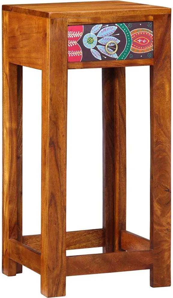 vidaXL Măsuță Florală de Final cu sertar Maro 35 x 35 x 75 cm