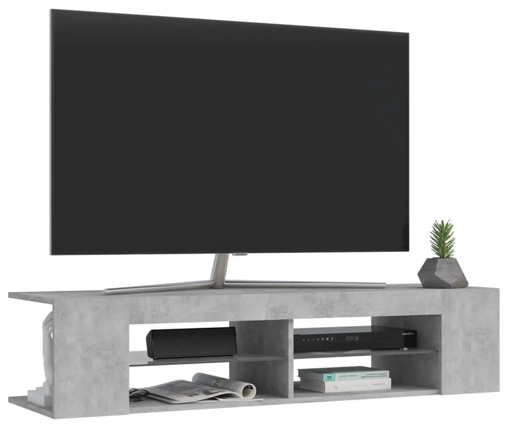 Comoda TV cu lumini LED, gri beton, 135x39x30 cm 1, Gri beton