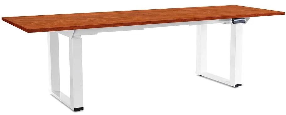 Masă înălțime reglabilă OfficeTech Strong 240 x 80 cm, picioare albe, cireș