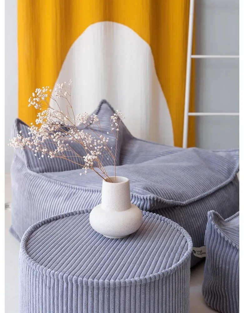 Fotoliu puf pentru copii albastru cu tapițerie din catifea reiată Chair – Wigiwama