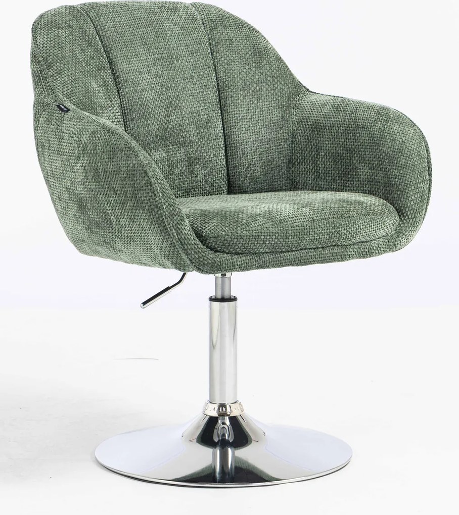 HR2055N Scaun Verde Salvie Grid Premium cu Bază Cromata