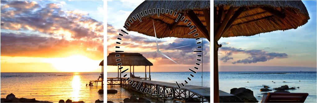 Tablou - Apus de soare în Mauritius (cu ceas) (90x30 cm)