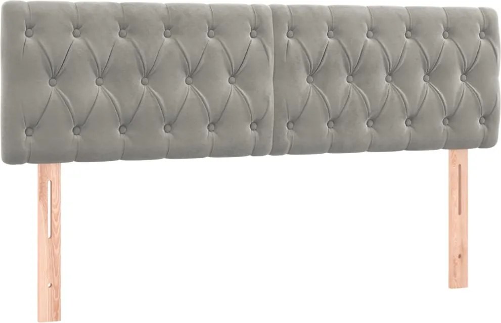 vidaXL Tăblii de pat, gri deschis, 144x7x78/88 cm, catifea