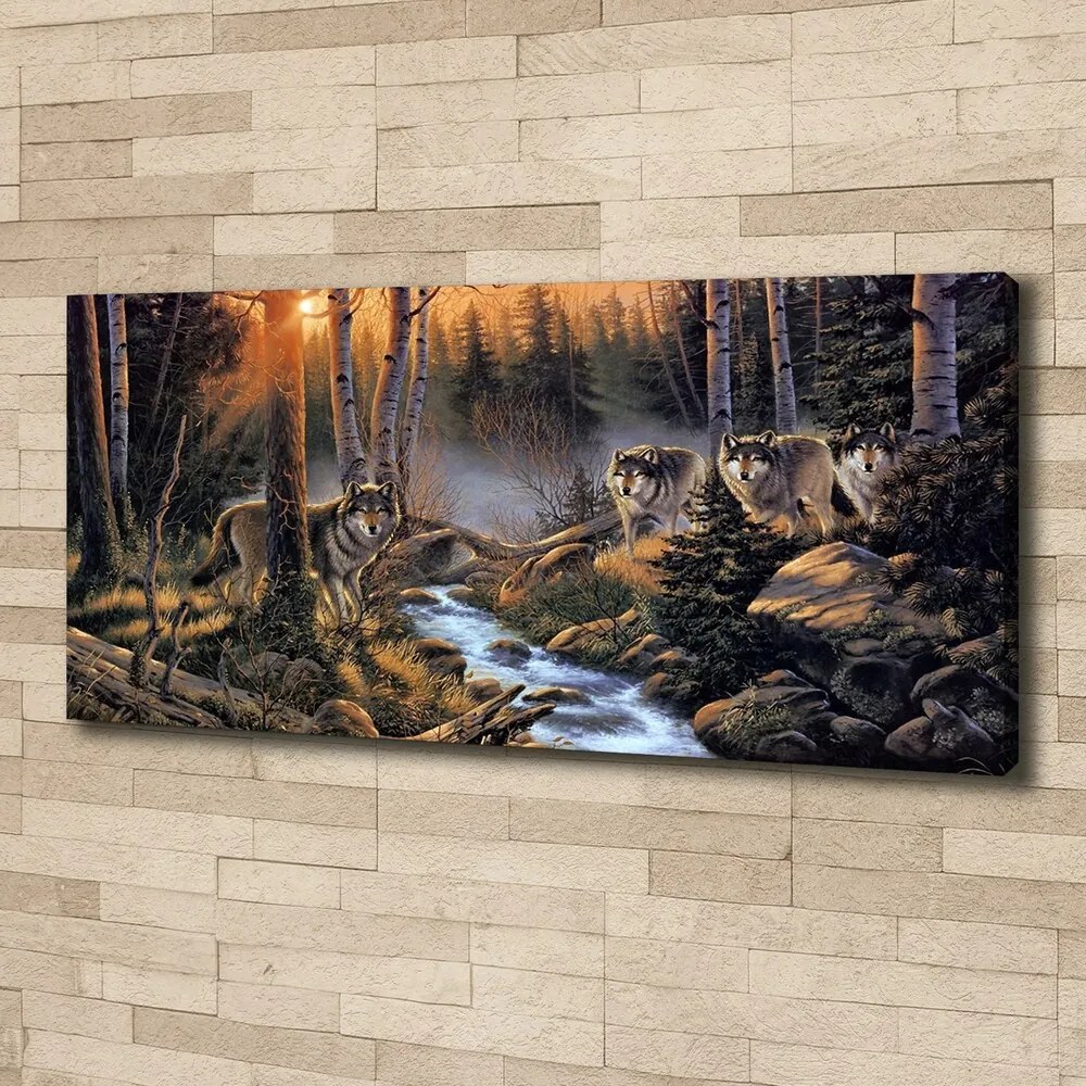 Tablou canvas Haită de lupi