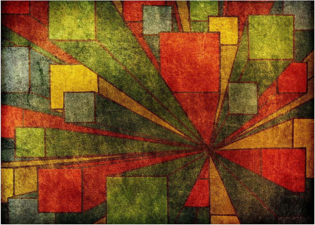 Tablou pe sticlă cu abstracție geometrică (70x50 cm)