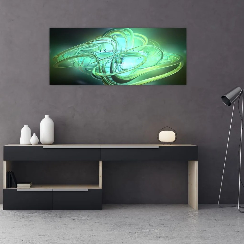 Tabloul cu abstracție verde (120x50 cm)
