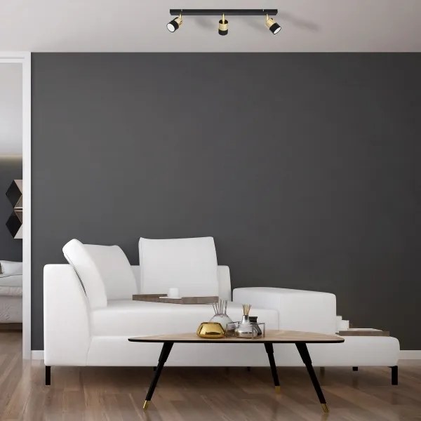 Spot LED TUBSSON 3xGU10/4,8W/230V negru/auriu