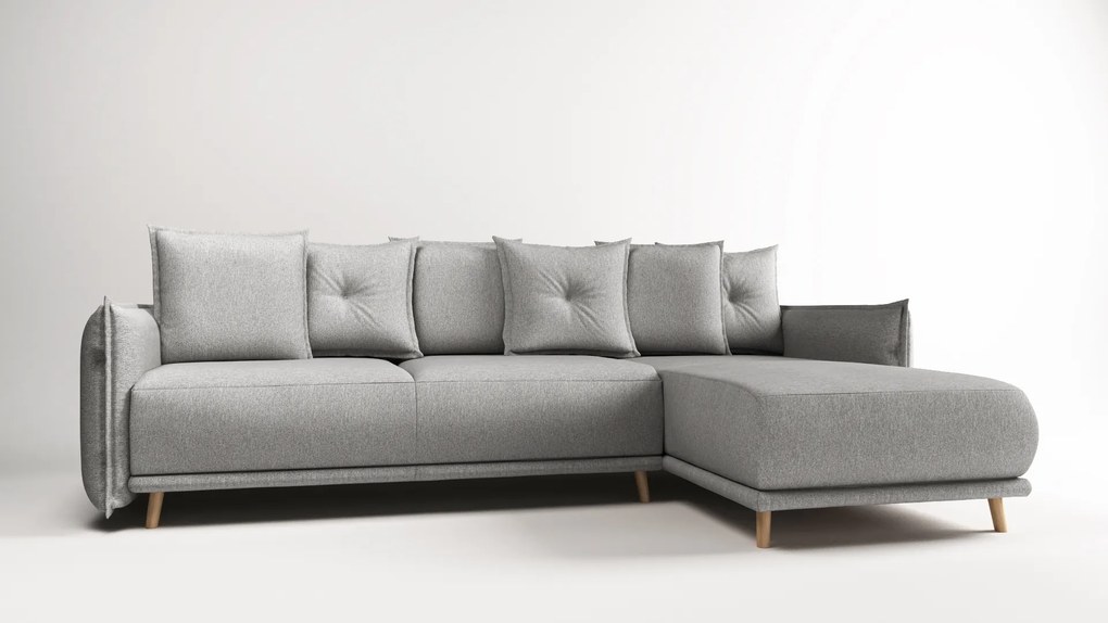Coltar Extensibil Gamma 238 x 170 Cm Revesibil, Tapiterie Textila Gri Deschis