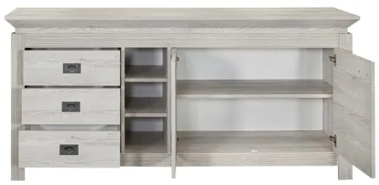 Comoda Casablanca Loft Cu 2 Usi Si 3 Sertare Gri Antic, 177 Cm