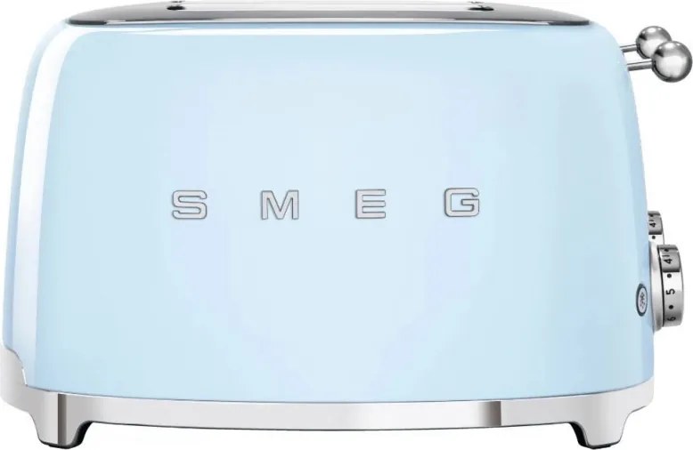Prăjitor de pâine SMEG 50's Style TSF03PBEU, 2000 W, 4 felii, 6 niveluri, Tava pentru firimituri, Cablu integrat, Oțel inoxidabil, Albastru