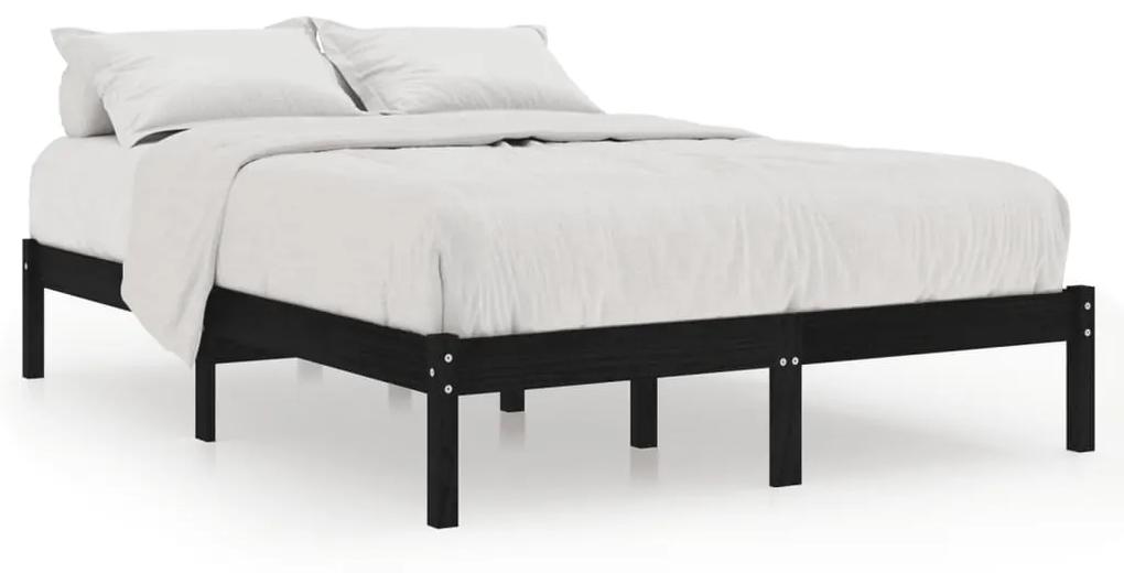 810021 vidaXL Cadru de pat, negru, 140x200 cm, lemn de pin masiv