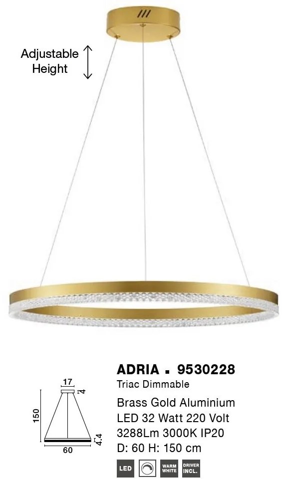 Lustra LED suspendata design elegant ADRIA D-60cm