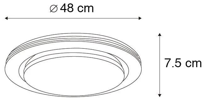 Plafoniera inteligentă albă 48 cm cu LED și dimmer RGB - Jochem