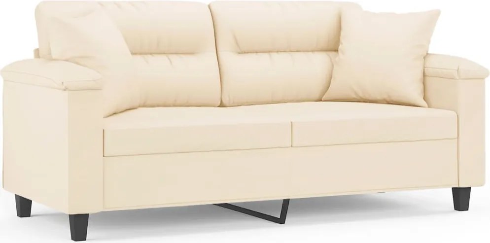 vidaXL Canapea cu 2 locuri, cu perne, bej, 140 cm, microfibră