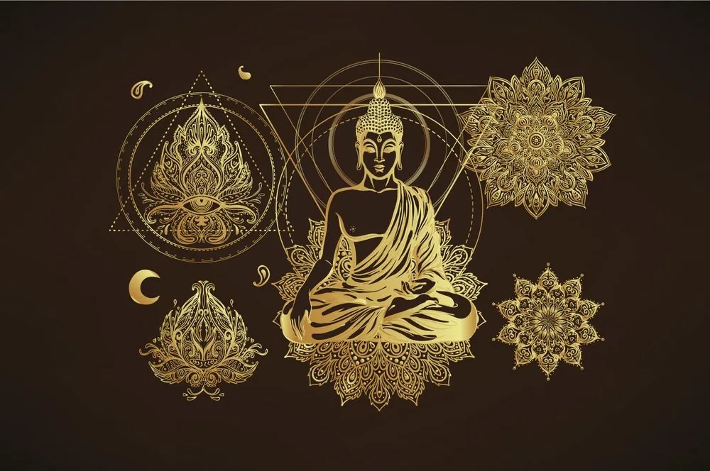 Tapet autoadeziv Buddha auriu