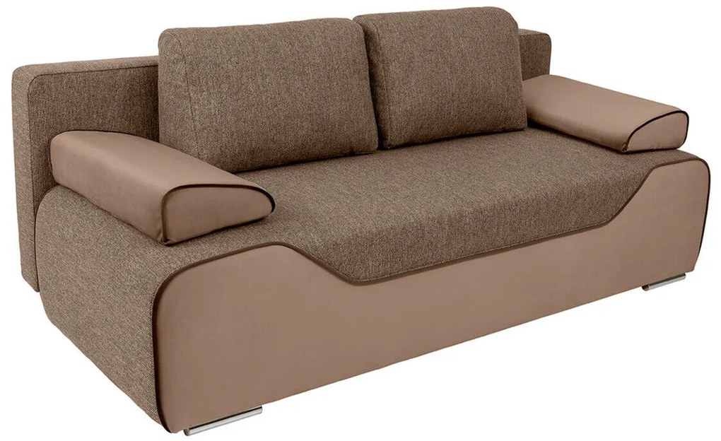Canapea extensibilă Boston 452Cutie de pat, Maro, Beige, 90x208x95cm, 96 kg, Picioare: Metal