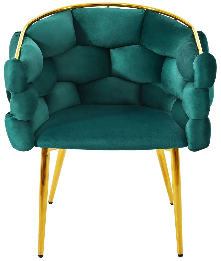 Scaun de lux din catifea, scaun de prânz cu picioare din fier auriu, suporturi frontale reglabile și spătar confortabil, 50×47×80 cm, Verde Închis