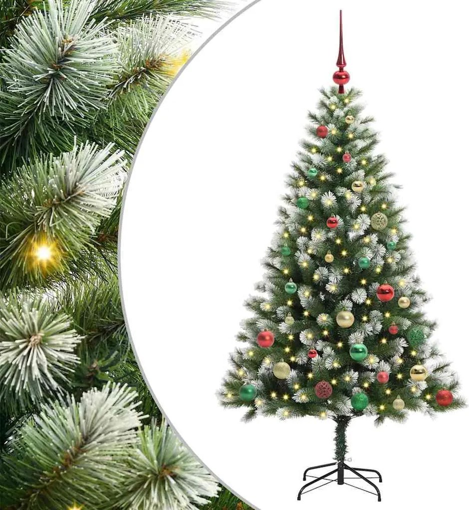 vidaXL Brad de Crăciun artificial cu articulații și zăpadă înghețată