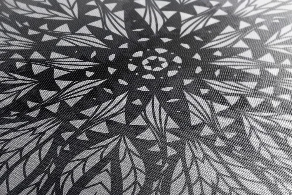 Tablou ornament etnic unic în design alb-negru