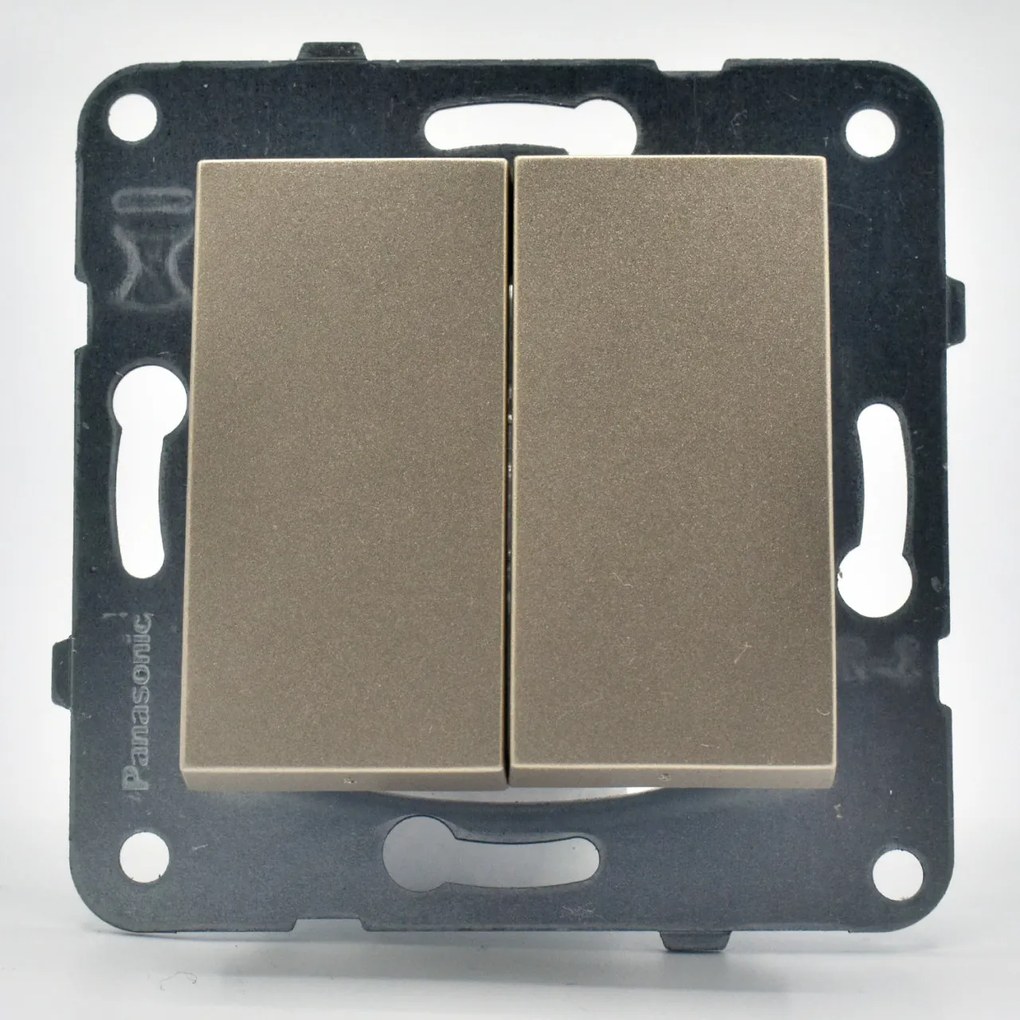 Intrerupator dublu, 10A, IP20, Bronz, Panasonic Arkedia Slim / Karre Plus