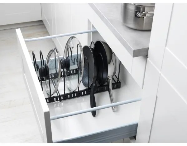 WENKO 53149100 - Suport pentru capace și tigăi, 18 x 18 cm, negru