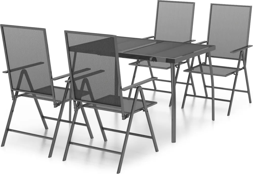 vidaXL Set de masă pentru grădină, 5 piese, antracit, oțel