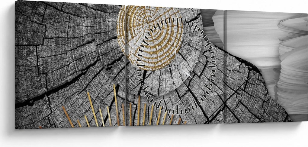 Tablou - Trunchiul copacului colaj (cu ceas) (90x30 cm)