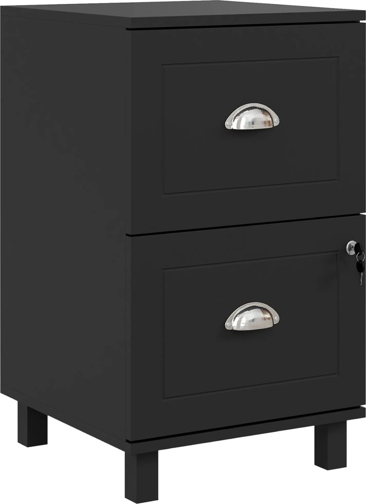 HOMCOM Archivator cu Încuietoare și 2 Sertare, Bare Ajustabile pentru Dosare A4 și Letter, Design Compact 40x41,5x67,5 cm Negru | Aosom Romania