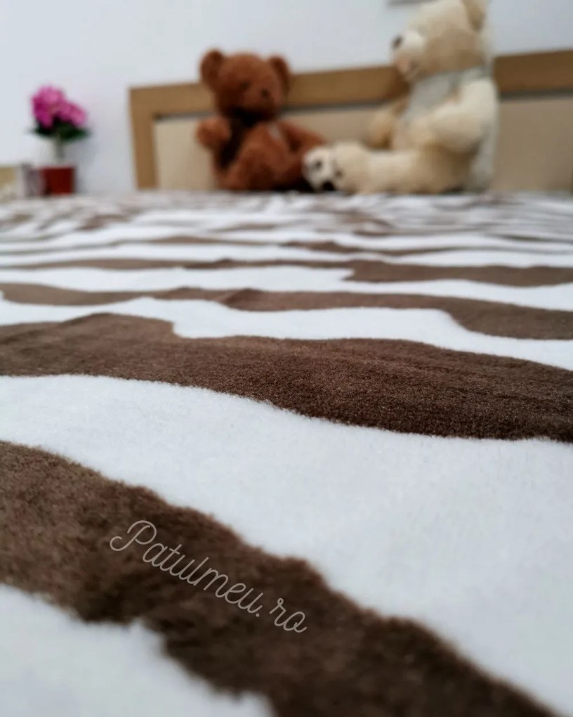 Patura Dubla Sarar Battaniye, Zebra, Alb / Maro, 200x240 cm, PSB-03