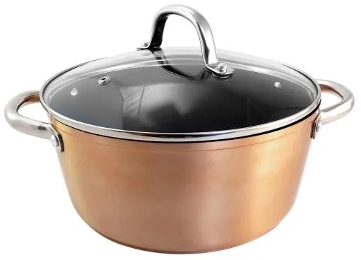 Oala cu capac sticla YENA, 26 cm, 4 L, antiaderenta, Copper Line, MAGIC HOME