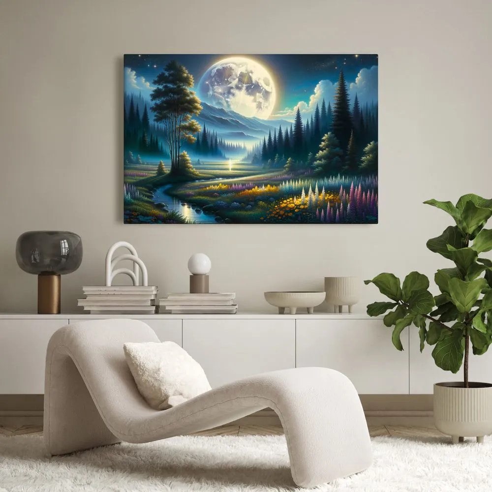 Tablou vale magică în lumina lunii