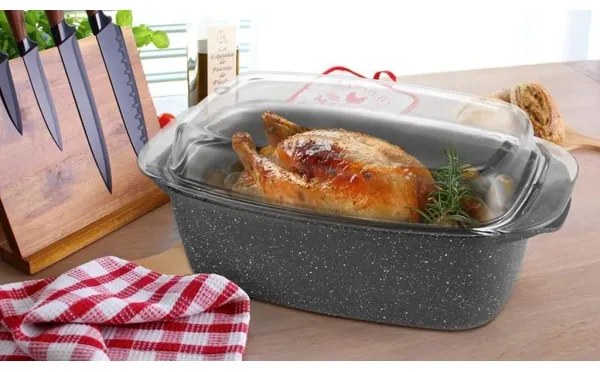 Tavă pentru cuptor cu capac 32 x 20 x 11 cm, neagră