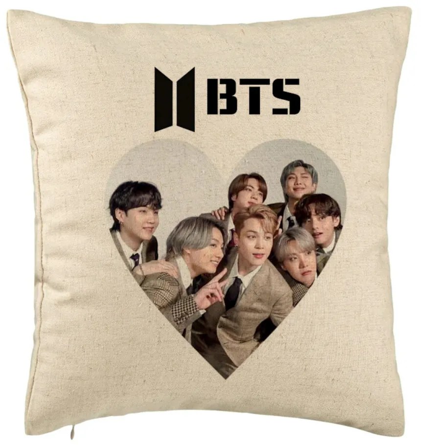 Perna Decorativa BTS Army 4, 40x40 cm, Bej, Husa Detasabila, Burduf