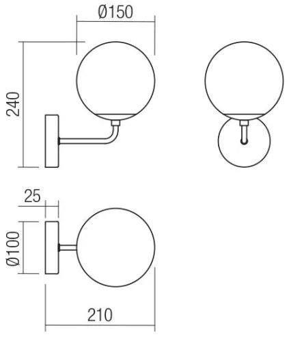 Aplică BOWLING 1xE27/42W/230V auriu Redo 01-3147