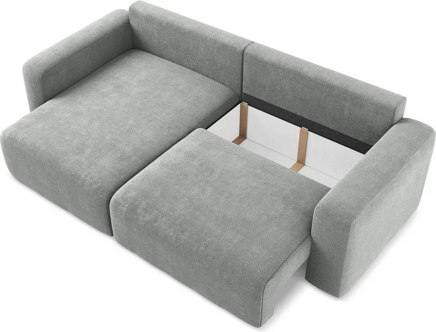 Colțar gri extensibil/cu spațiu de depozitare cu tapițerie din chenille (cu colț pe partea stângă/cu șezlong) Kona – Makamii