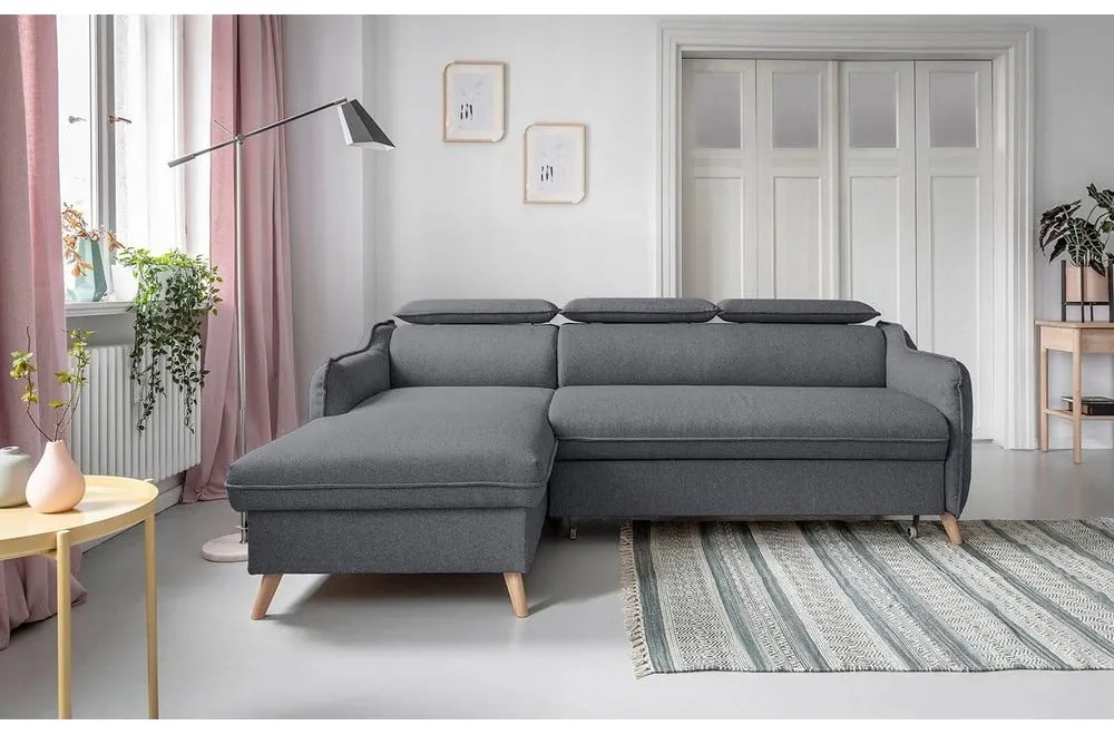 Colțar gri închis extensibil (cu colț pe partea stângă ) Sweet Harmony – Miuform