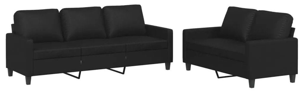 3201418 vidaXL Set de canapele cu perne, 2 piese, negru, piele ecologică