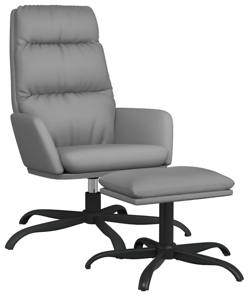 3097538 vidaXL Scaun relaxare cu taburet, gri închis, piele ecologică