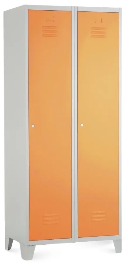Dulap metalic, 80 x 50 x 190 cm, picioare fixe, încuietoare cilindrică, portocaliu - ral 2004