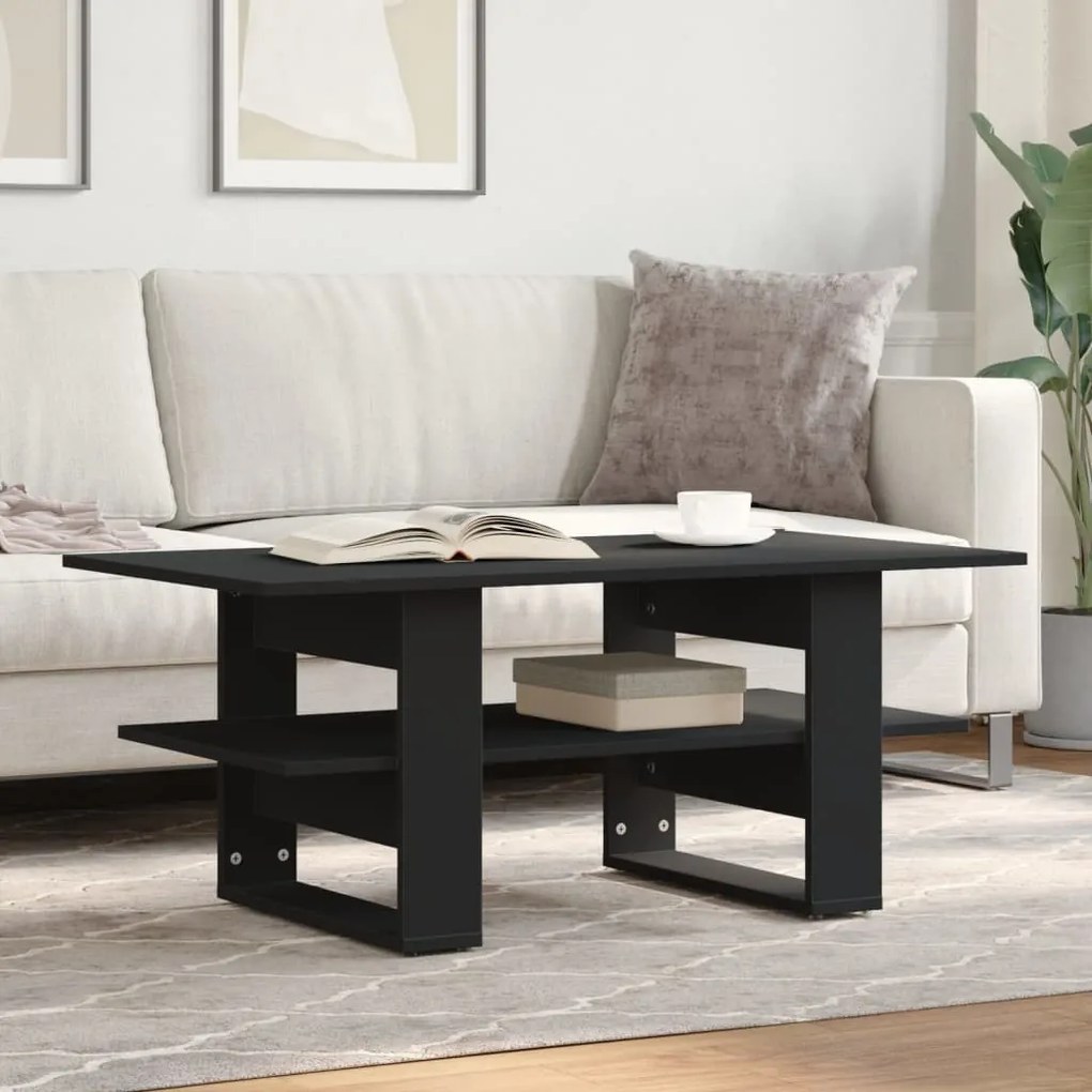 vidaXL Măsuță de cafea, negru, 102x55x42 cm, lemn prelucrat