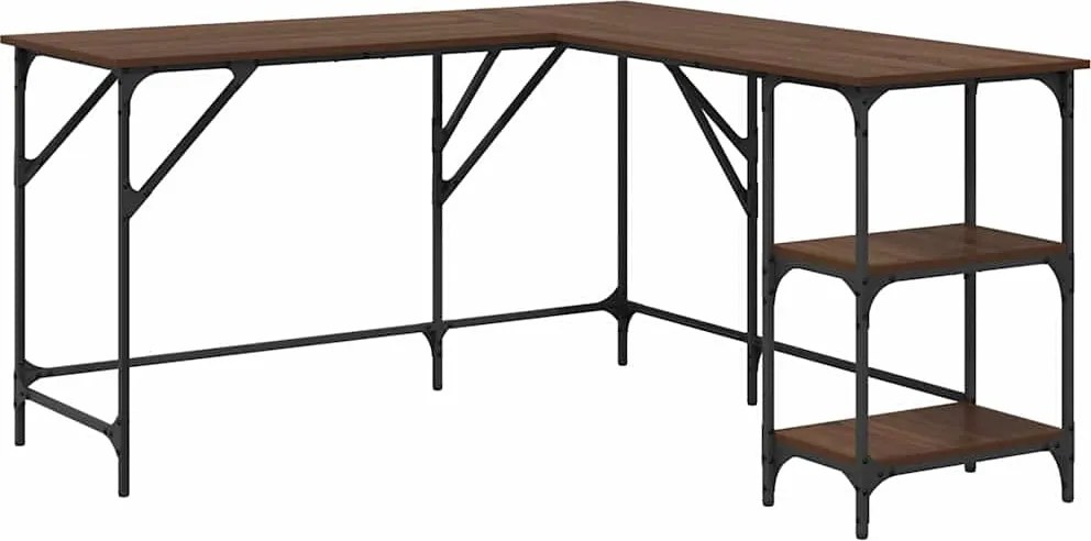 vidaXL Birou, stejar maro, 139x139x75 cm, lemn prelucrat