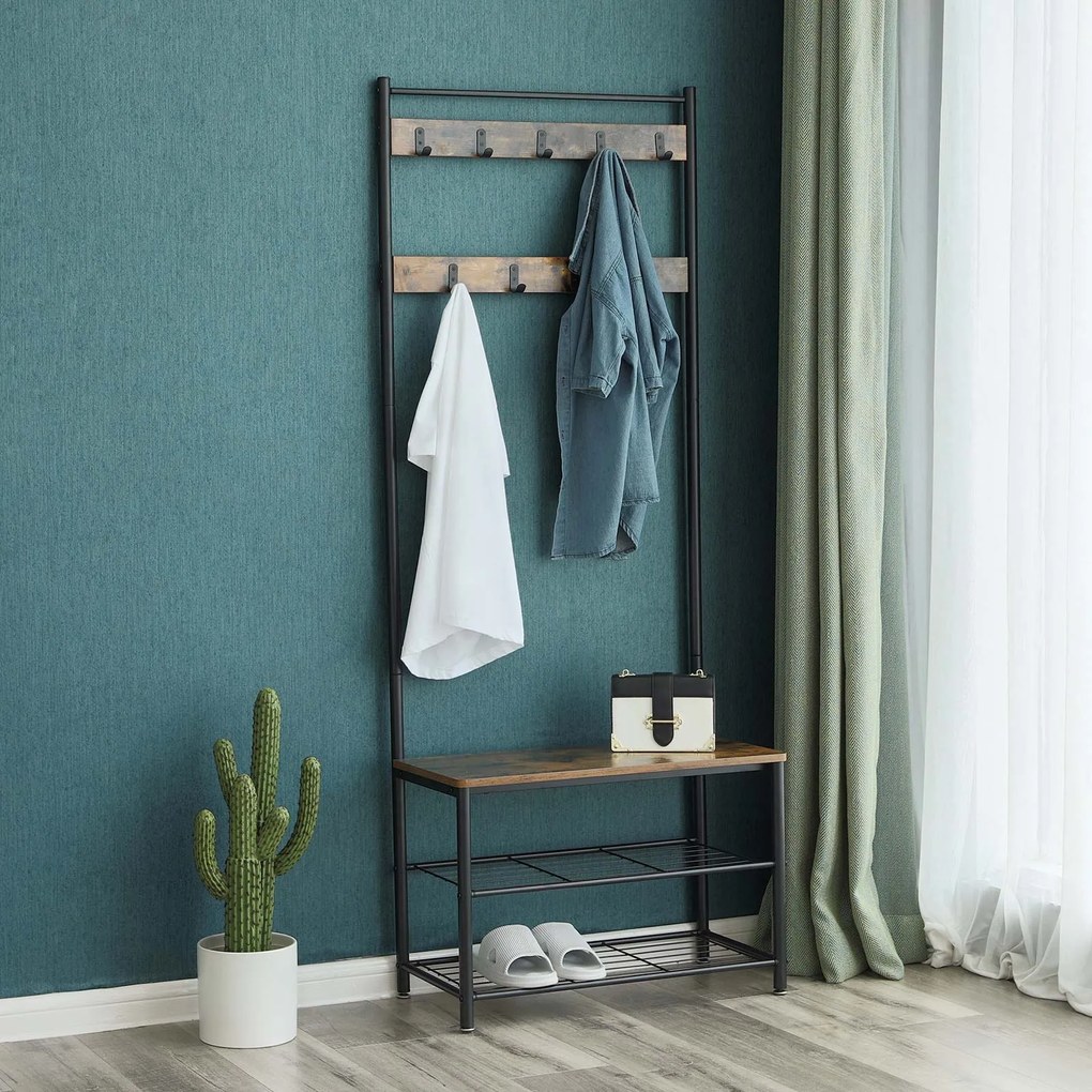 Panou de hol metalic TAYLOR 72x175 cm, negru/maro rustic