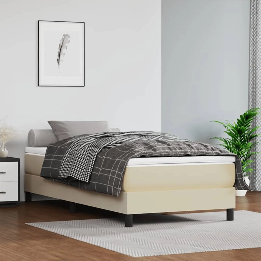 3120666 vidaXL Cadru de pat box spring, crem, 80x200 cm, piele ecologică